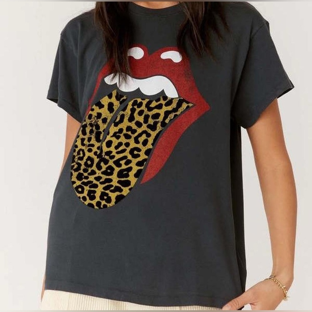 Daydreamer X Free People Rolling Stones Leopard Tongue Graphic Tee - Picture 2 of 5